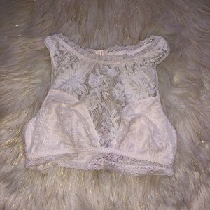 Victoria Secret Womens Bra Lace Halter White  M